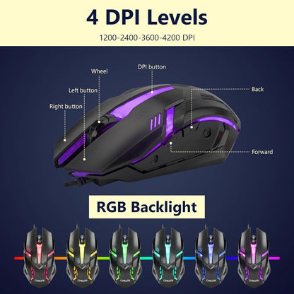 CHONCHOW Mechanical Gaming Keyboard and Mouse Combo, LED Backlit, Blue Switch, 87 Keys TKL, Hot Swappable Mechanical Keyboard, RGB Mouse 1200-4200 DPI for Ps4 Xbox PC Laptop Mac Windows - CHONCHOW