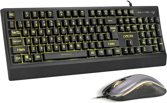 CHONCHOW Large Font Computer Keyboard with Wrist Rest, Easy to View and Type, USB Plug-and-Play, Full-Size, Backlit Wired Keyboard and Mouse Combo for PC, Windows, Laptop, and Gaming - CHONCHOW