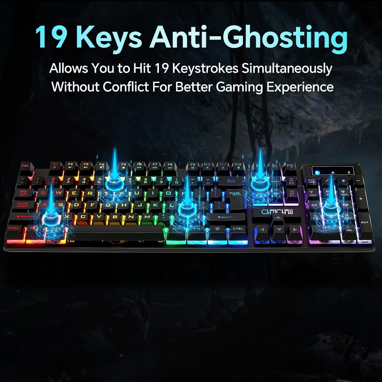 CHONCHOW Gaming Keyboard and Mouse Combo, USB Wired RGB Backlit, Mechanical Feel Anti-ghosting Keyboard 3200DPI Ergonomic Mouse, LED Gaming Set for Laptop PC PS4 Xbox Mac Game and Work