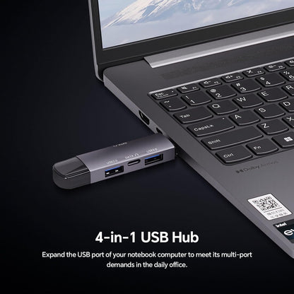 CHONCHOW USB Hub for Laptop, Aluminum 4 Ports USB Hub 3.0 USB Splitter Ultra-Slim Data Hub, USB Extender USB Multiport Adapter USB C Hub for Laptop,PC,Mac,Printer,Flash Drive,Mobile HDD,Phone and More - CHONCHOW