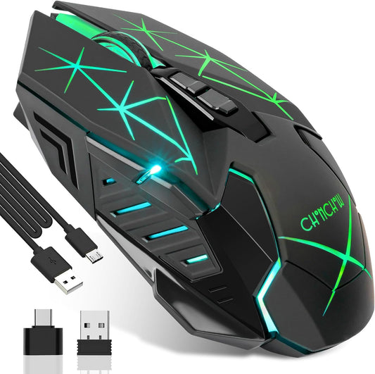 CHONCHOW Wireless Gaming Mouse with Backlit Colorful LED Light