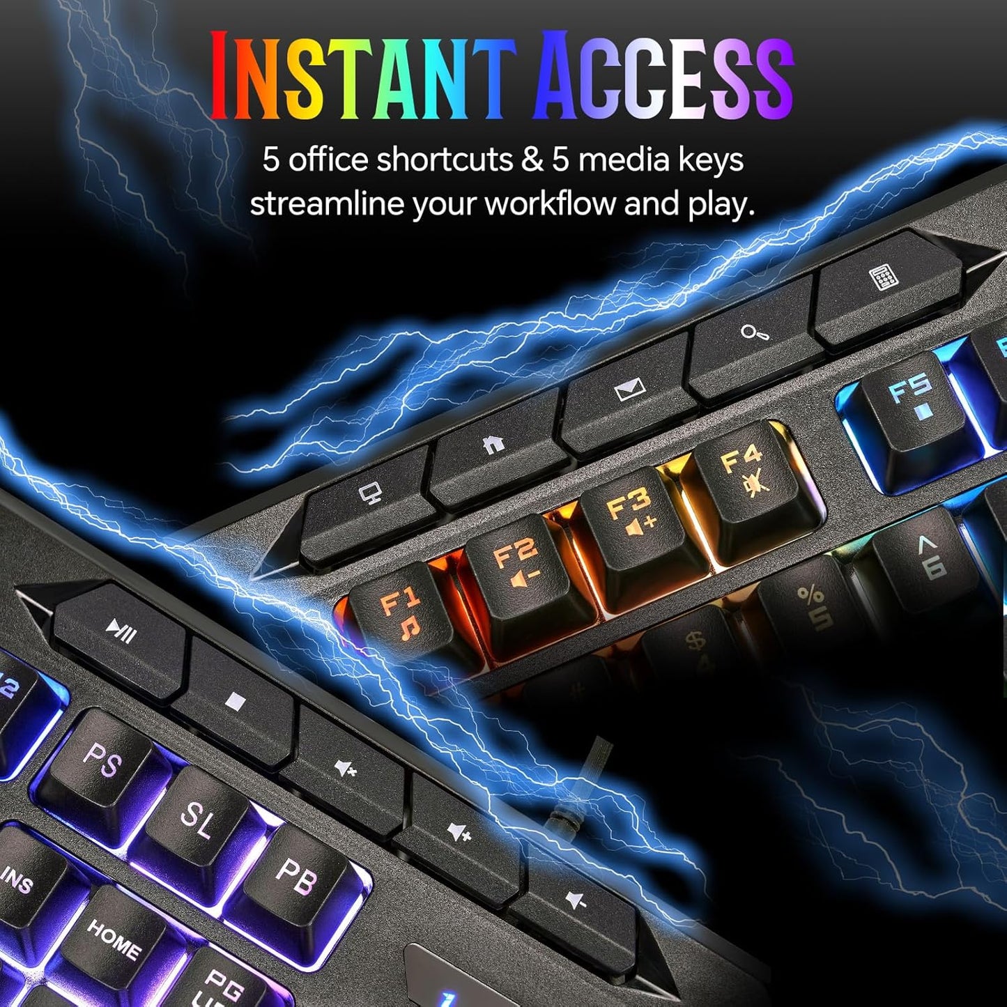 Wired Gaming Keyboard and Mouse Combo with Color Backlit, 10 Dedicated Keys, Mechanical Feel, Quiet, Anti-ghosting, Light Up Computer Keyboard, Cool RGB 7200 DPI Programmable Mice with Software for PC