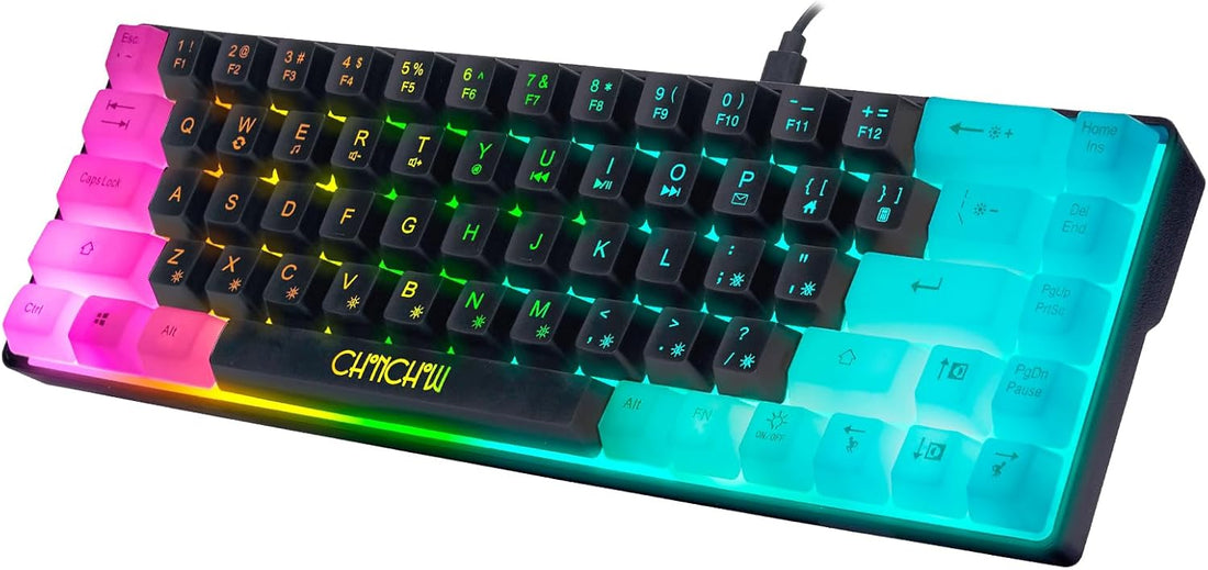 CHONCHOW 60% Gaming LED Keyboard RGB 68 Keys Wired Keypad with 10 Preset Effects Mechanical Switch Feel Compatible with PC Mac Linux Xbox one PS4 PS5