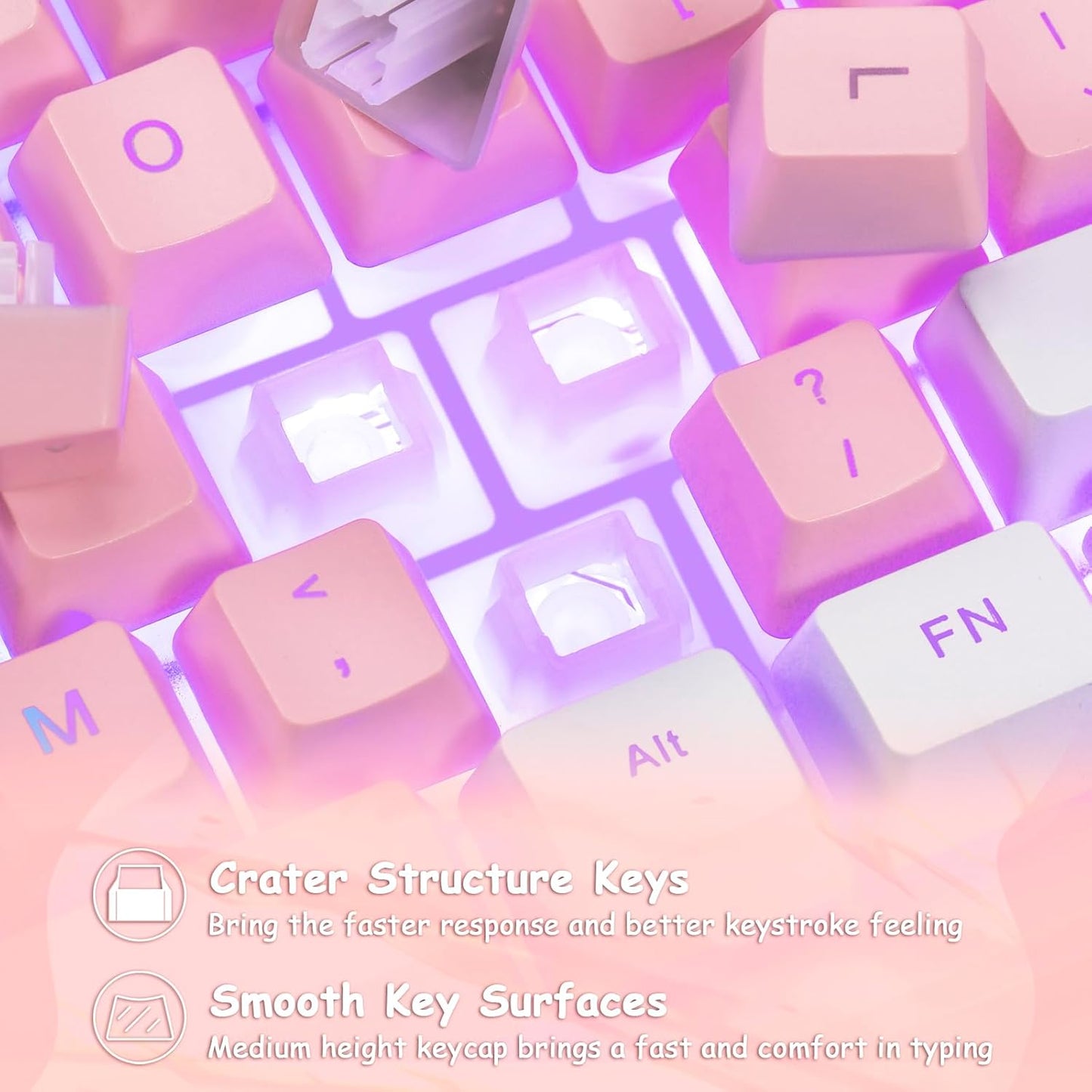CHONCHOW Cute Pink Gaming Keyboard and Mouse Combo for Girl, 3 Color Backlit, 19 Keys Anti-ghosting with Kawaii RGB Light Up Mouse for PC Laptop Mac Computer PS4 and PS5, Women Girl - White & Pink - CHONCHOW