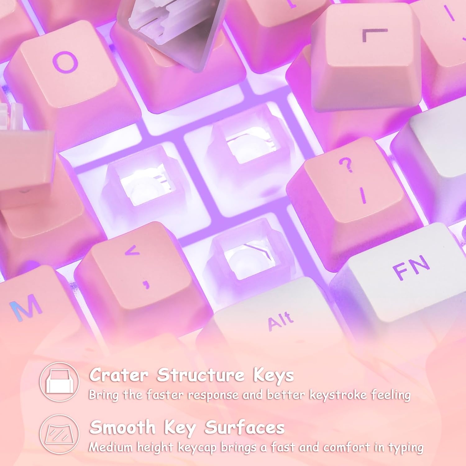 CHONCHOW Cute Pink Gaming Keyboard and Mouse Combo for Girl, 3 Color Backlit, 19 Keys Anti-ghosting with Kawaii RGB Light Up Mouse for PC Laptop Mac Computer PS4 and PS5, Women Girl - White & Pink - CHONCHOW