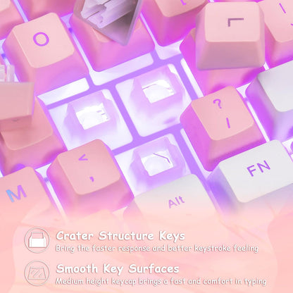 CHONCHOW Cute Pink Gaming Keyboard and Mouse Combo for Girl, 3 Color Backlit, 19 Keys Anti-ghosting with Kawaii RGB Light Up Mouse for PC Laptop Mac Computer PS4 and PS5, Women Girl - White & Pink - CHONCHOW