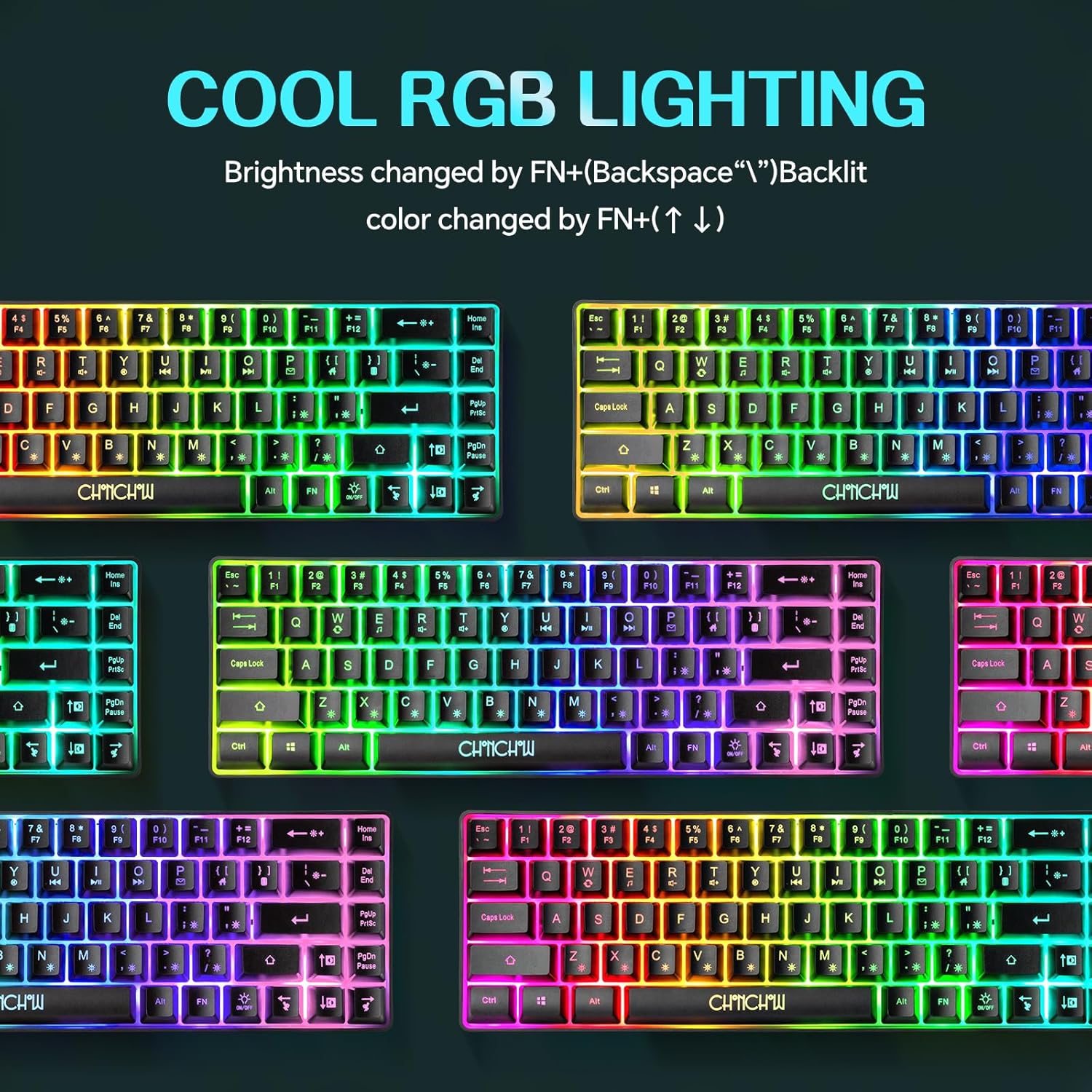 60% Gaming LED Keyboard RGB 68 Keys Layout Wired Keypad with 10