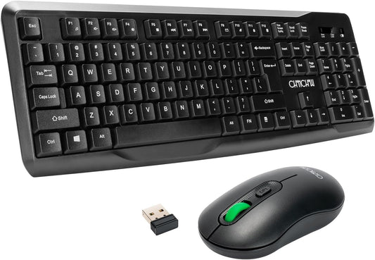 CHONCHOW Wireless Keyboard and Mouse Combo Silent,2.4G Full-Sized Ergonomic USB Cordless Mouse Combo,3 DPI Adjustable,Energy Saving &Long-Life Switch,for Computer/Laptop/Windows/Mac - CHONCHOW