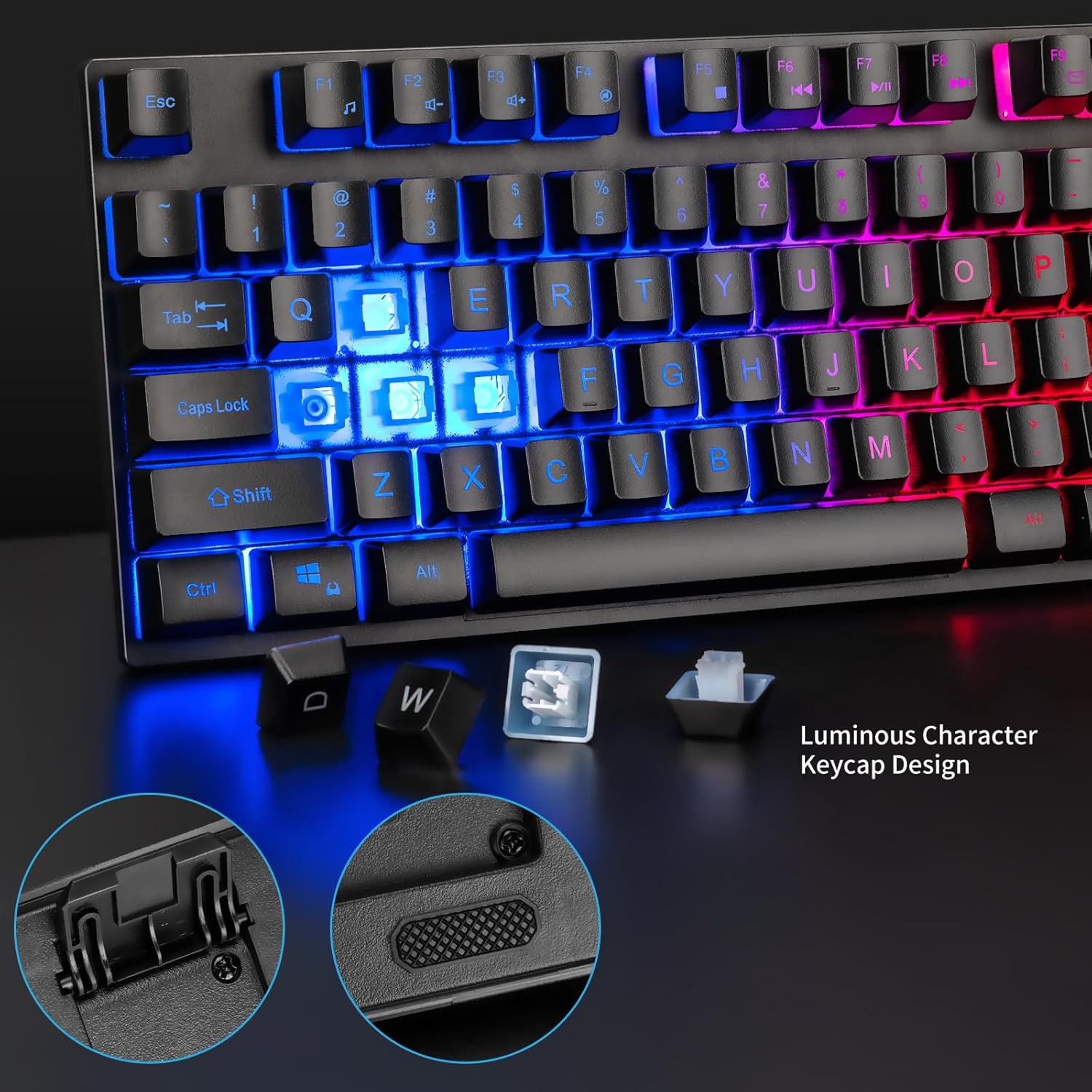 CHONCHOW Gaming Keyboard and Mouse Led Backlit USB Wired with Light Up Key 3600DPI 2 Side Button Mouse Keyboard Mechanical Feeling Compatible with PC Mac OS Xbox Ps4 Ps5 with Mousepad - CHONCHOW